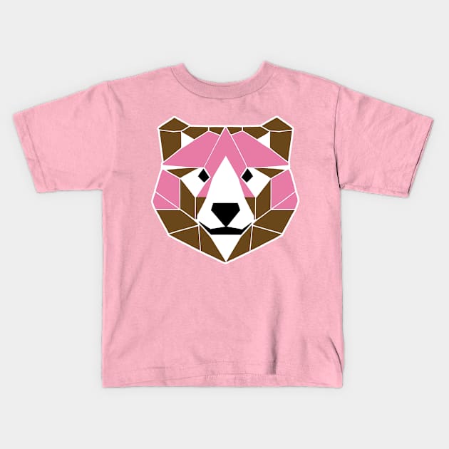 Geometric Pink Bear (MD23Ani002b) Kids T-Shirt by Maikell Designs